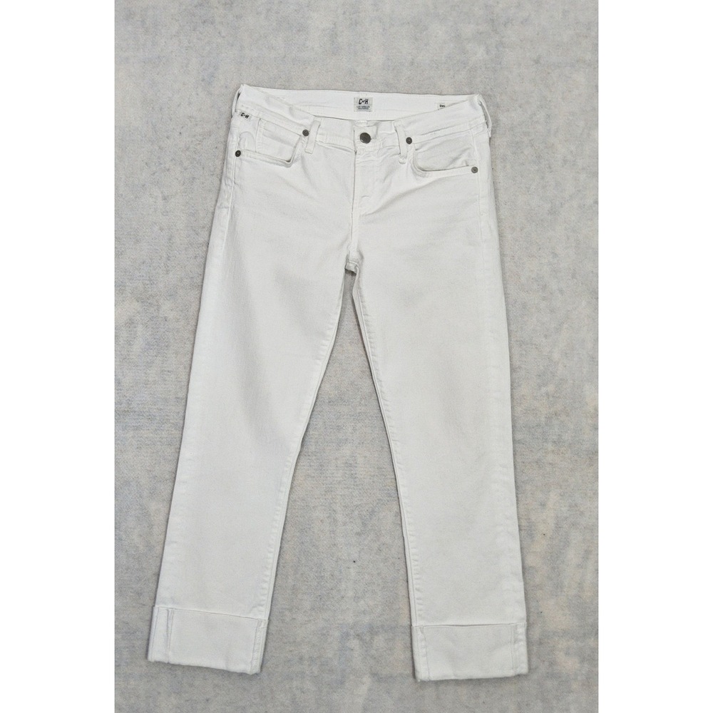 Citizens of Humanity White Jeans Womens 27 Dani Stretch Crop Straight Leg Cuffed